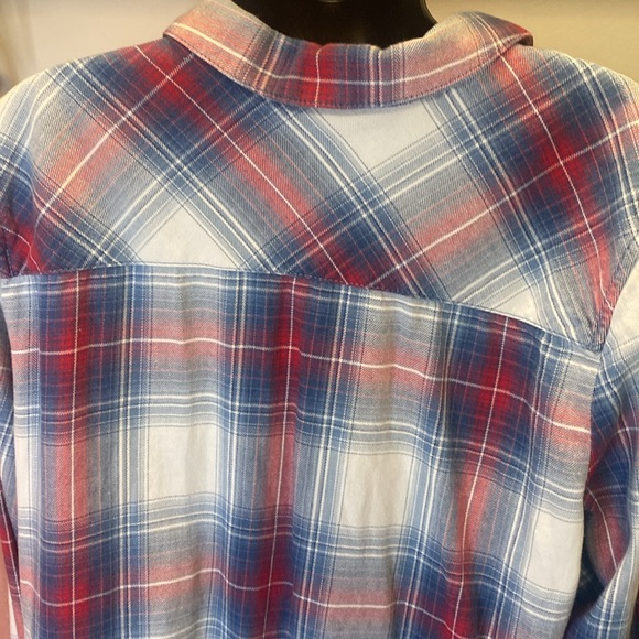 J. Jill Red and Blue Plaid Long Sleeve Button-Up Shirt/dress L oversized - Picture 6 of 9